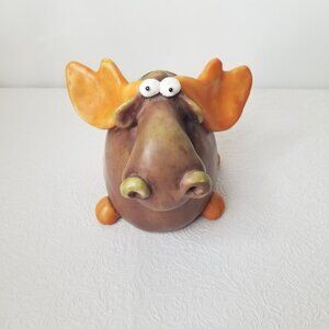 Vtg 1970's Paolo Chiari Moose Coin Bank Italy Whimsical Cartoonish  Brown Orange